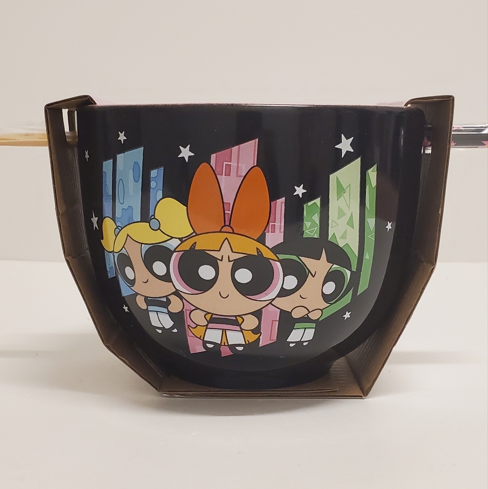 The Powerpuff Girls Custom Ramen Bowl with Chopsticks 20oz NEW Cartoon Network